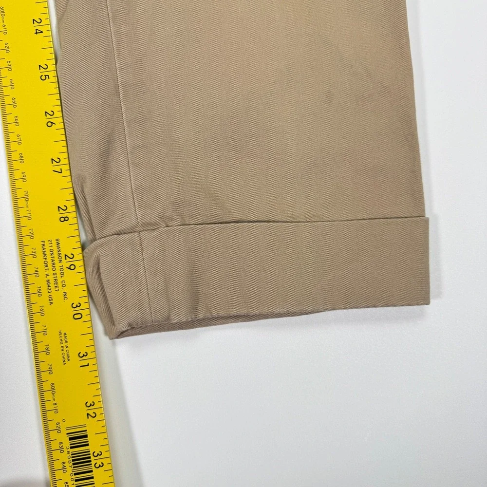 Polo Ralph Lauren Mens 34x32 Tan Stretch Chino Pants Flat Front Cuffed Hem